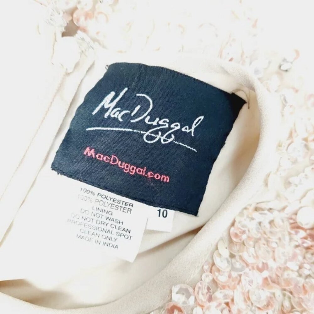 Mac Duggal NWT Nude Sleeveless High Neck Beaded Midi Sheath Dress | Size 10 - Picture 6 of 8